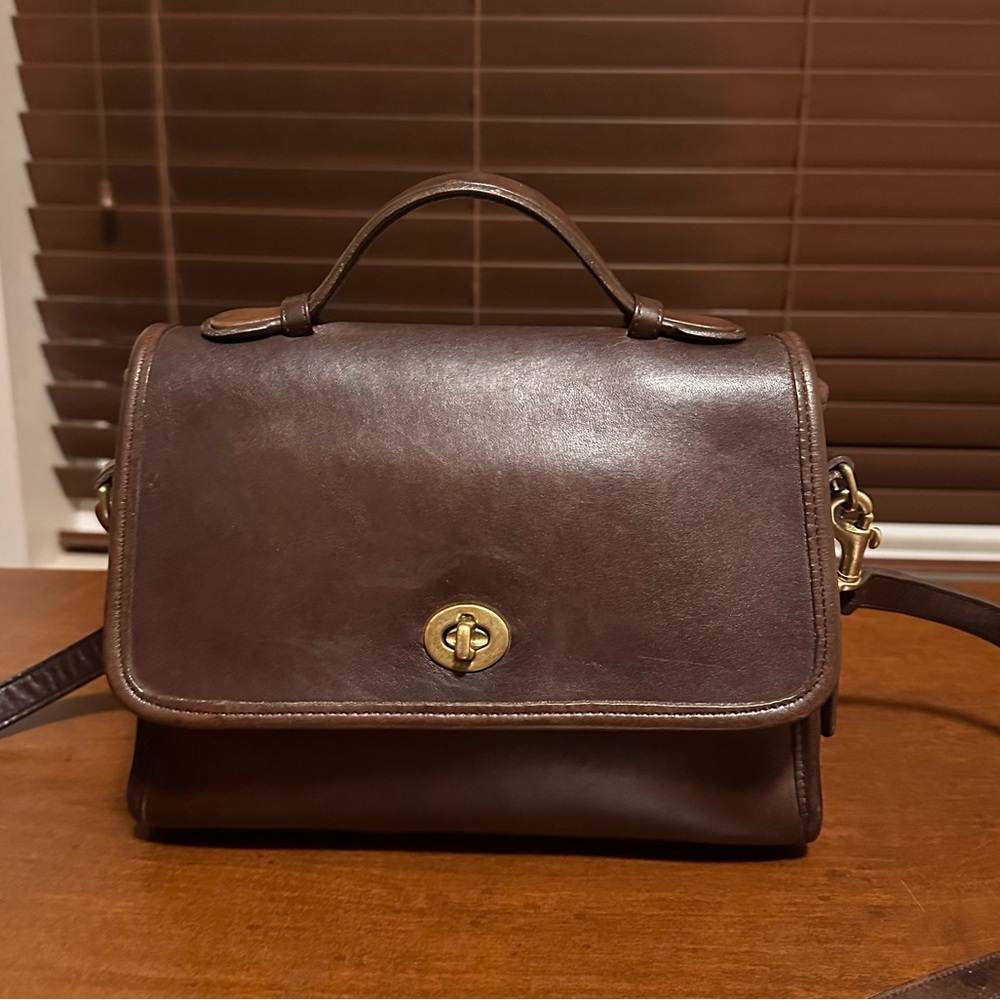 Vintage Coach Court Bag - Mahogany Brown Leather Crossbody 9870 - Picture 1 of 13